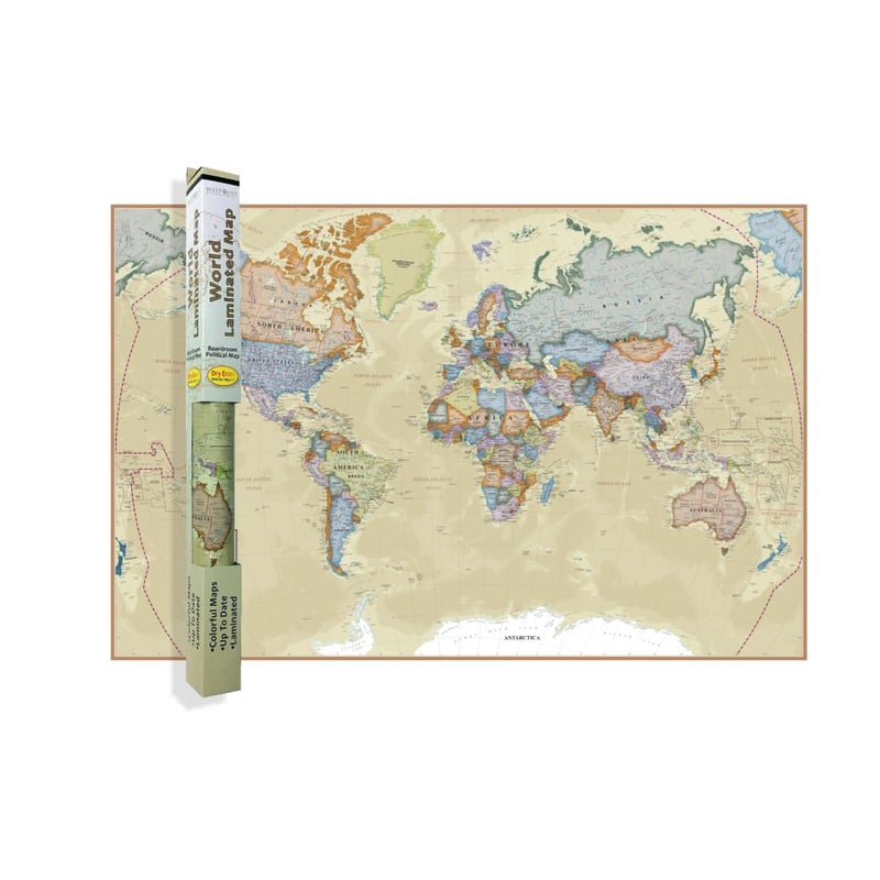 Waypoint Geographic Boardroom Series World Wall Map, Antique-Style Laminated World Map Poster, Educational Wall Art For Home, Classroom, or Office, Unique Gifts, 24â€ x 36â€ - Image 1